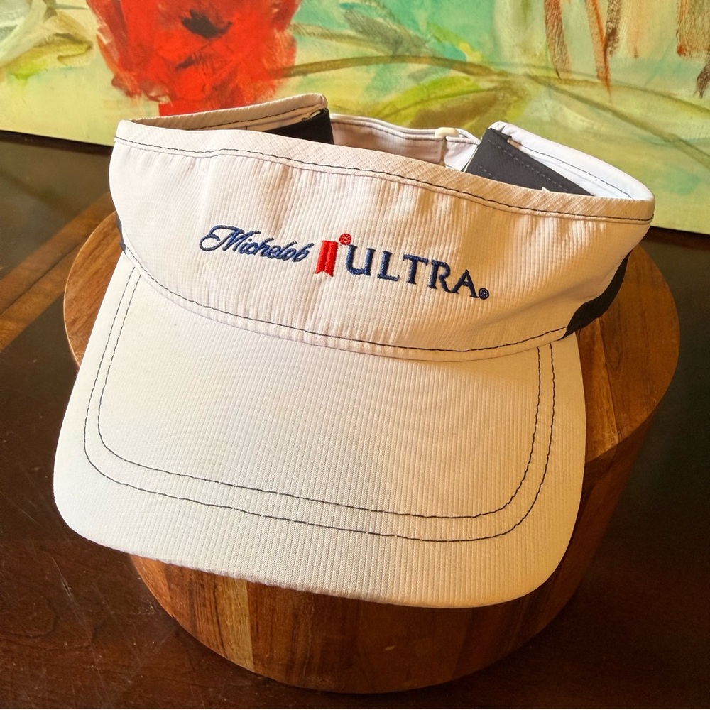 Michelob Ultra Golf Strapback Sun Visor Cap White OS Adjustable Embroidered